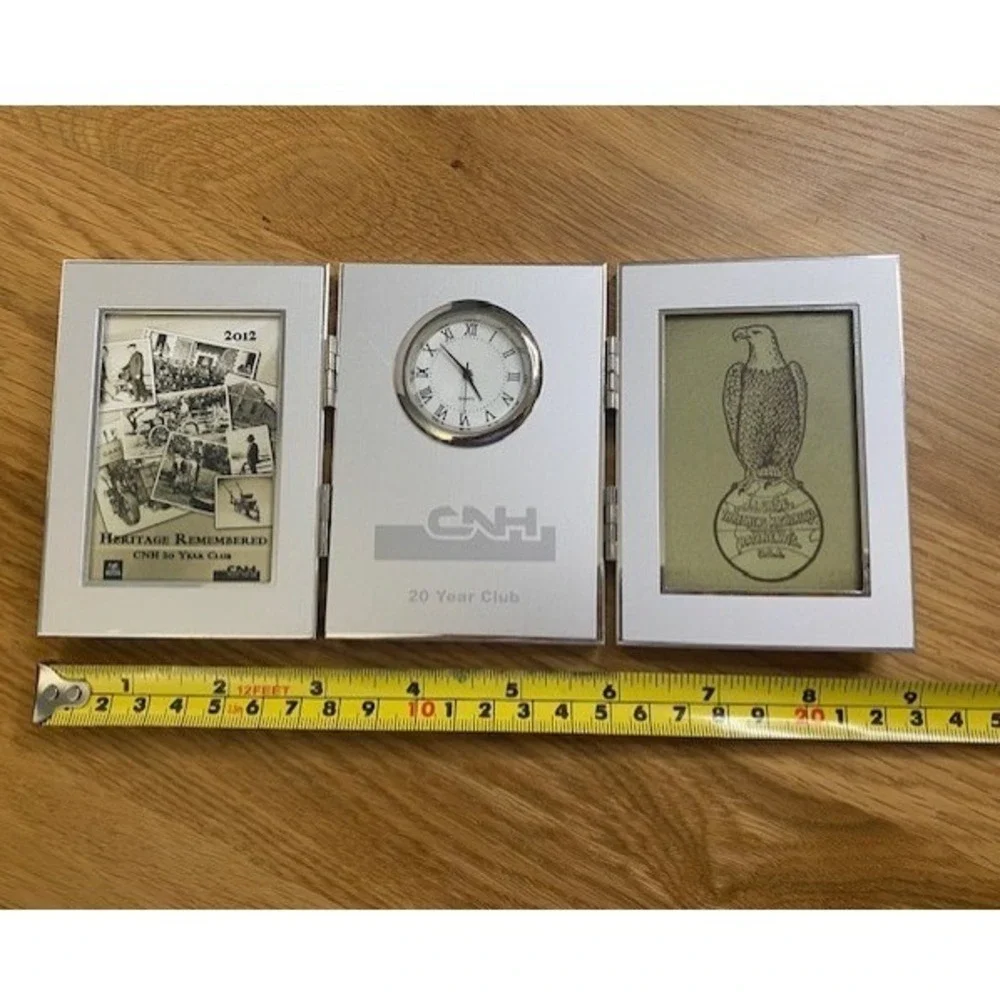 CNH Industrial 20 Year Club Folding Desk Clock Photo Frame Silver Good 2012